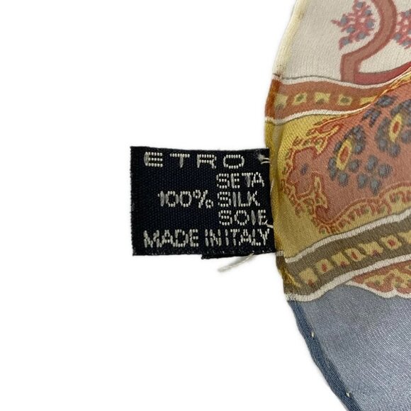 Auth ETRO - Dark yellow Red Multi Silk Scarf - Picture 4 of 4